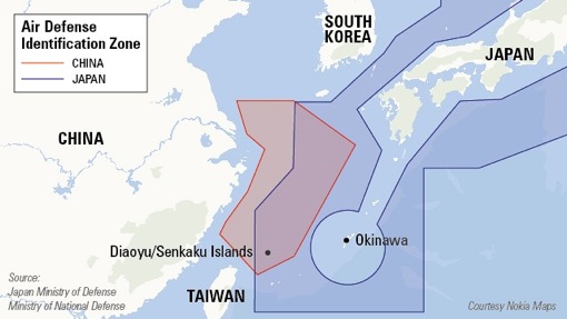 שמי ים סין המזרחי, שסין תובעת עליהם בעלות. (המקור: אתר CNN)