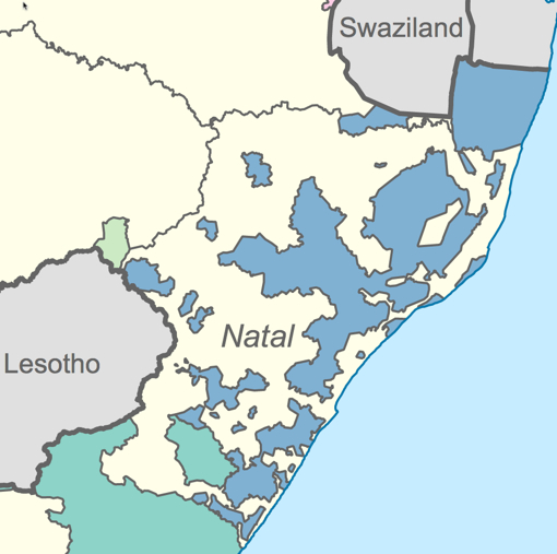 חבל נאטאל הוא אולי הדוגמא הקרובה ביותר לגיאוגרפיה הפוליטית של הגדה המערבית. מושבה בריטית לשעבר, נאטאל הפכה לחלק מדרום אפריקה ב-1910. בתחומיה מתגוררים הזוּלוּ, הקבוצה השחורה הגדולה ביותר בדרום אפריקה (בערך ששה מיליונים בשוֹך האפרטהייד). בשבילם הקימו הלבנים את הבנטוסטן של ׳קוואזוּלוּ׳, וקיוו שהוא יתבע עצמאות, כדי שיהיה אפשר למחוק את הזולו מן הסטטיסטיקה. הזולו לא שיחקו. תחת זאת, ב-1983, חלקם הציעו עיסקה: דרום אפריקה תעניק להם את כל נאטאל, על עריה, על משאביה ועל חופיה. זה היה יותר מדיי בשביל ממשלת האפריקנרים. היא החמיצה, אולי-אולי, את ההזדמנות האחרונה לחלק בהיגיון ובנדיבות. אחת-עשרה שנה אחר כך היא הסכימה למדינה רב-גזעית, או מה שישראלים היו קוראים ״מדינה דו-לאומית״. אין זאת אומרת שהיא היתה מונעת מדינה כזאת אילו הסכימה לוותר על נאטאל, אבל זו אסוציאציה מועילה